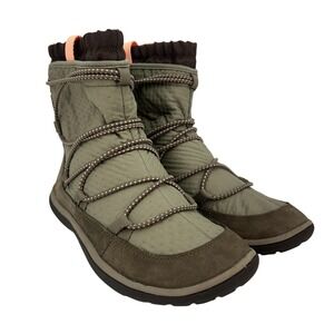 Clarks Privo Aria Boots Womens Size 6.5 Green Faux Fur Winter Snow Mid Calf